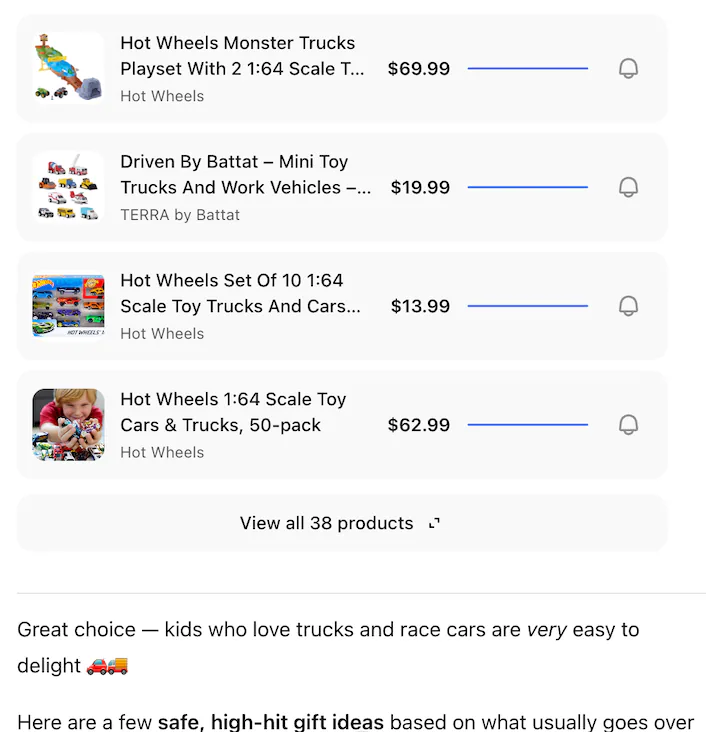 @Penny I need a good gift for my little cousin, he loves racecars