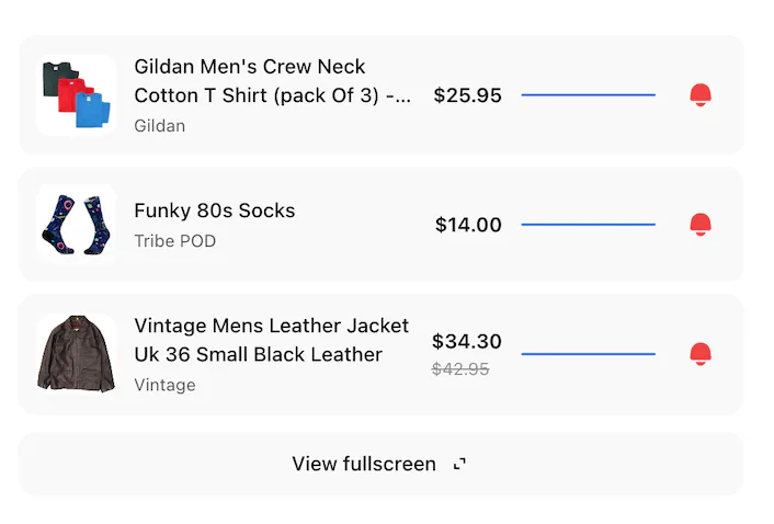 @Penny show me everything I'm price tracking