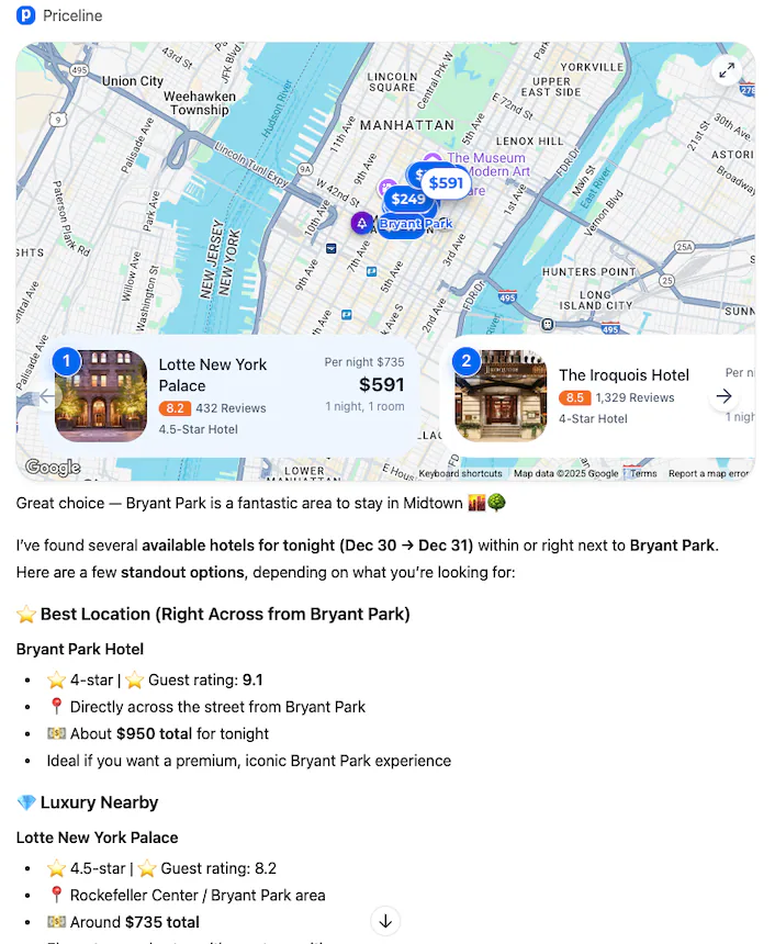 I would like to stay near Bryant Park tonight