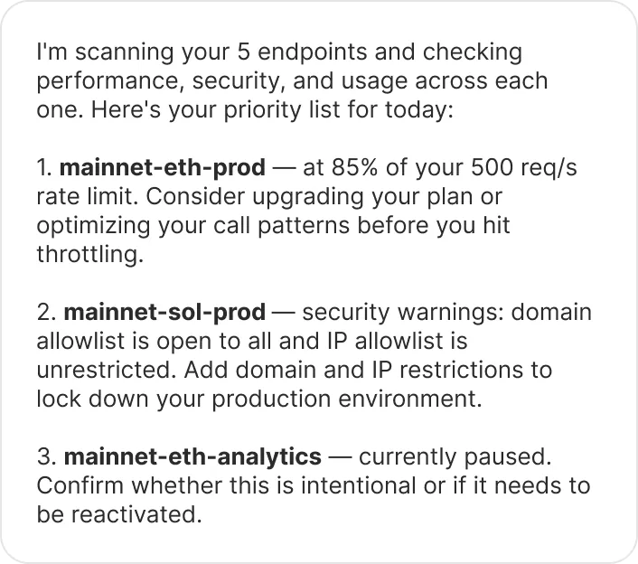 Check my endpoints, what needs attention today?