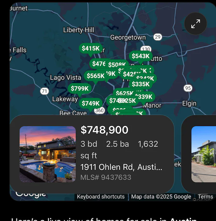 Show me homes in Austin and the surrounding areas