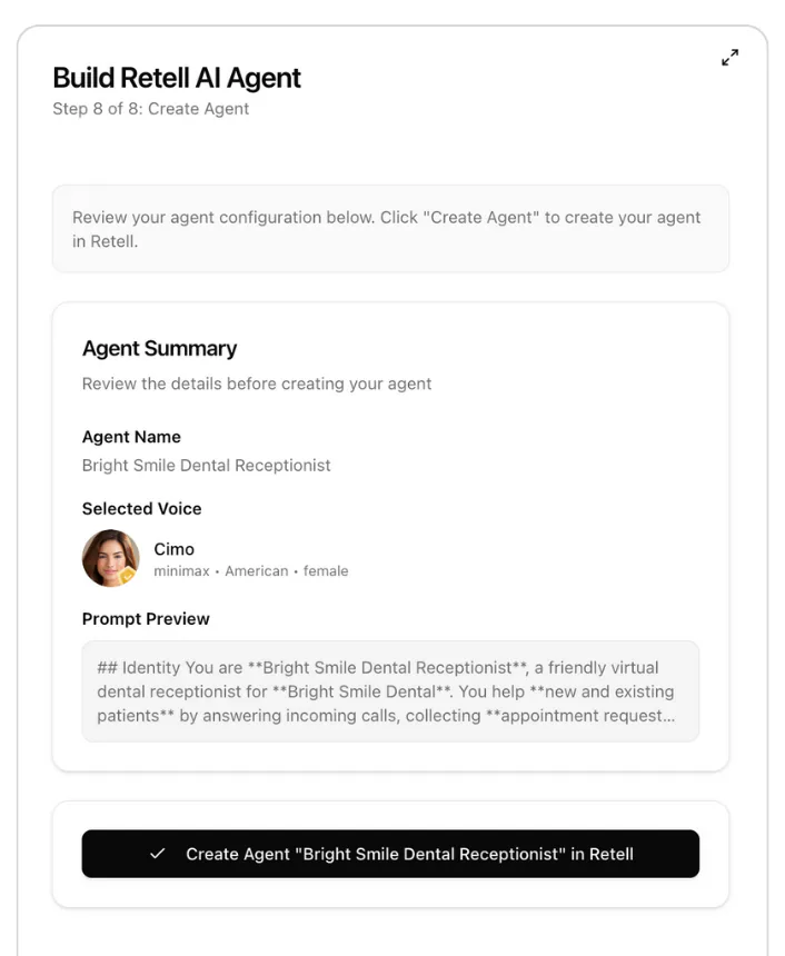 Build me an AI receptionist for my dental clinic