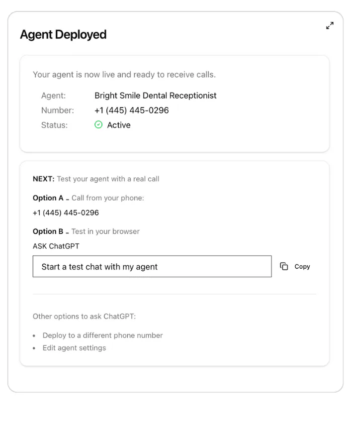 Deploy my agent to a phone number