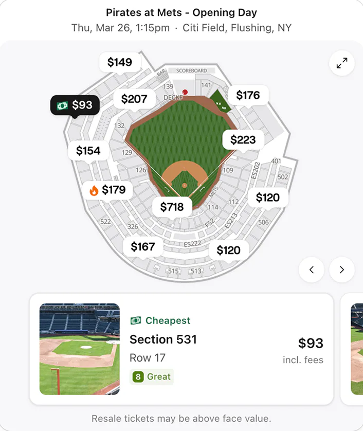 Tickets to Mets Opening Day