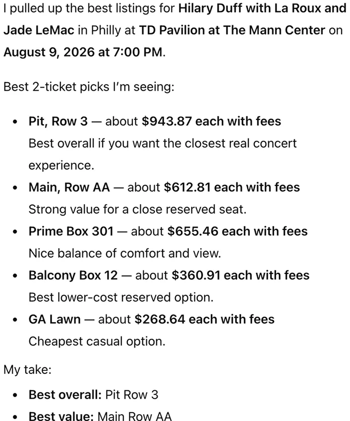 Best tickets for Hilary Duff in Philly