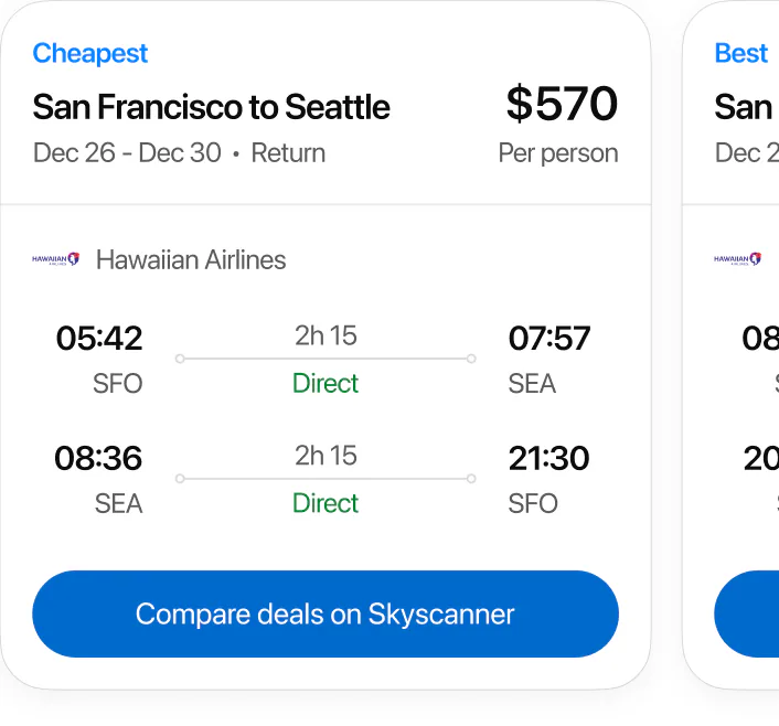flights from San Francisco to Seattle next weekend returning on Tuesday