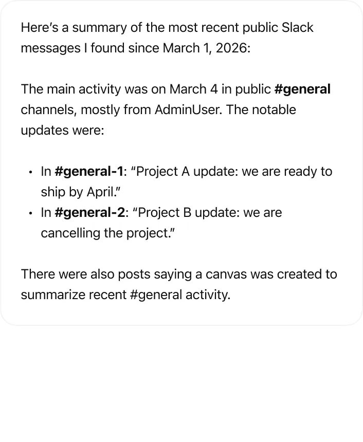 Summarize activity in Slack this month