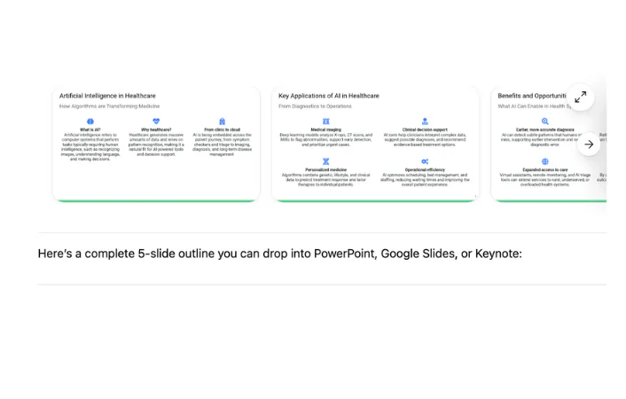 Create 5 slides about artificial intelligence.
