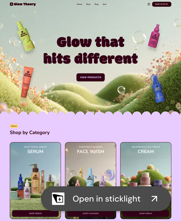 @Sticklight build me an E-comm store for my cosmetic brand