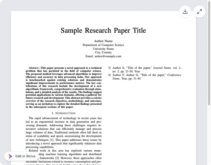 @Strive create a IEEE styled research paper with two-columns