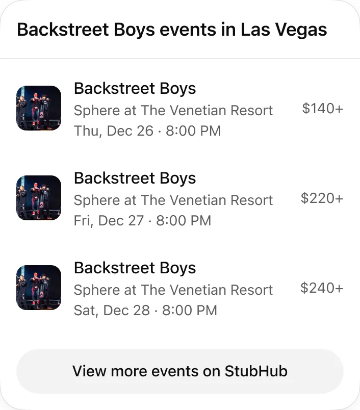 @StubHub when are the Backstreet Boys playing in Vegas?