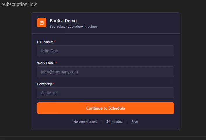 I want to book a demo with SubscriptionFlow.