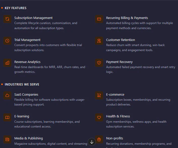 Tell me everything about SubscriptionFlow - features, pricing, industries