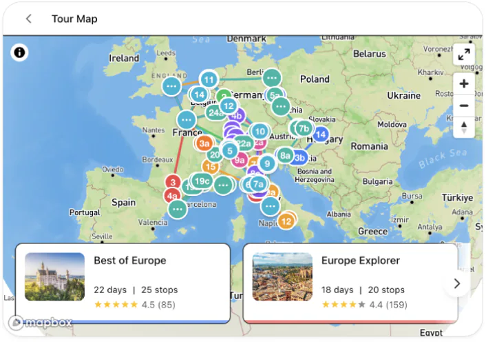 @TourRadar show me a map of the best Europe tours