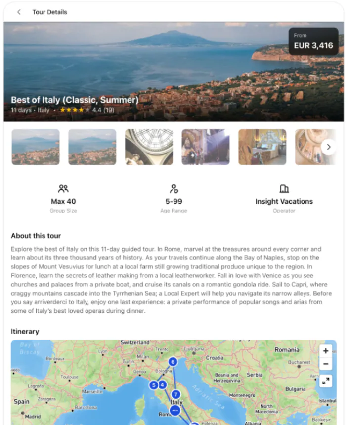 @TourRadar tell me more about Best of Italy tour