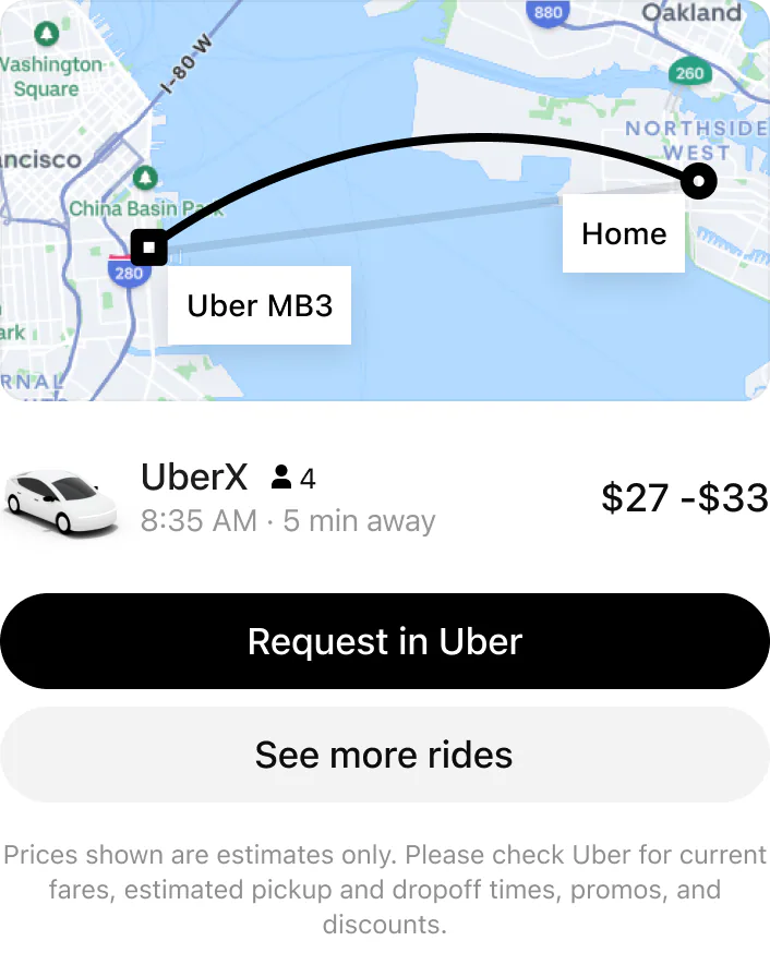 @Uber get me a ride to my first meeting