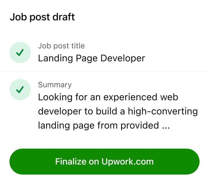 Help me create a job post to build a landing page?