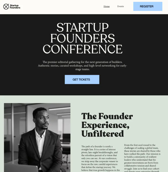@Wix make a sleek site for founder events offering premium content access.