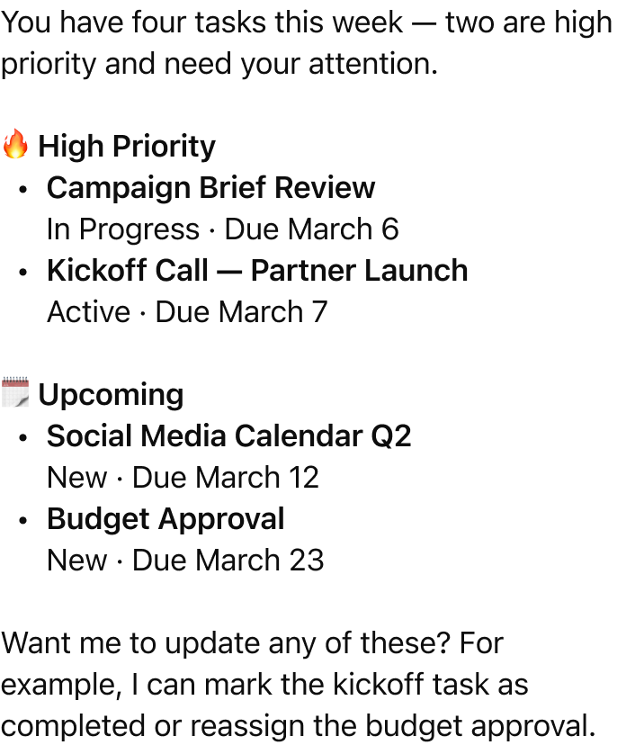@Wrike what should I focus on this week?