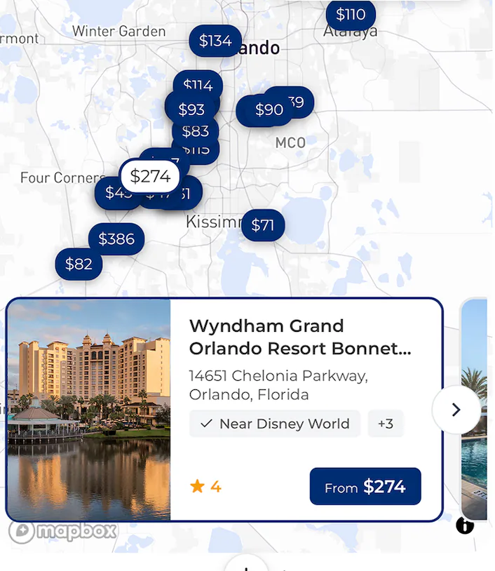 Find me a hotel near Disney World with a pool, golf and spa.