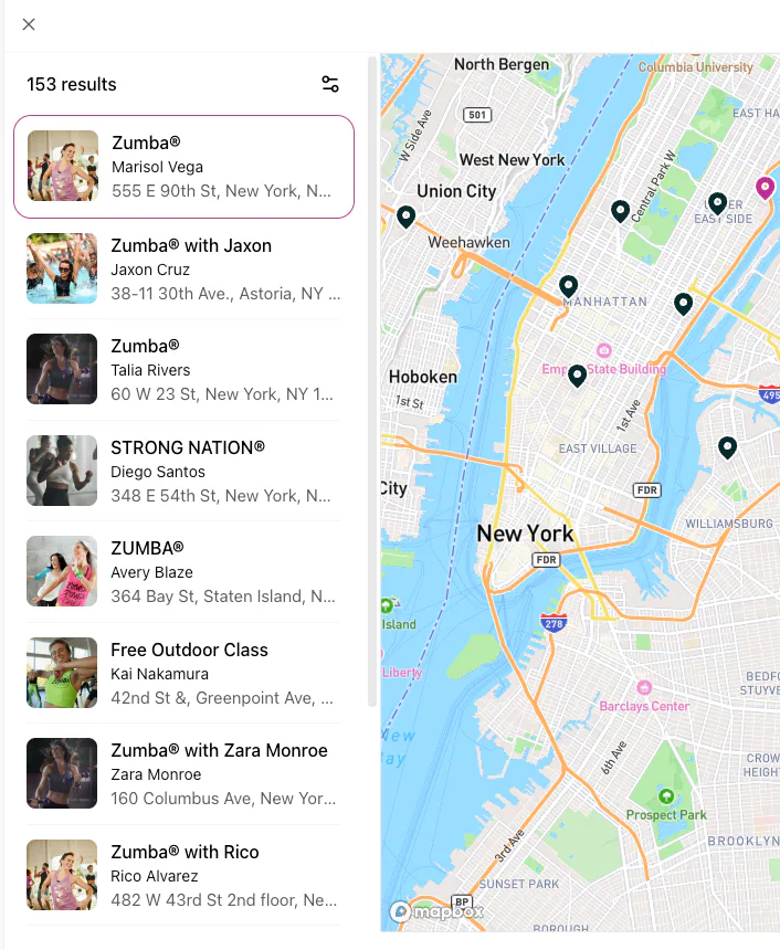 Are there any Zumba classes in New York tomorrow?