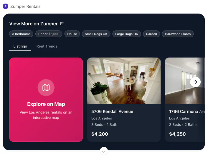 We need a 3 bed house in LA. We're bringing a dog and need a garden.